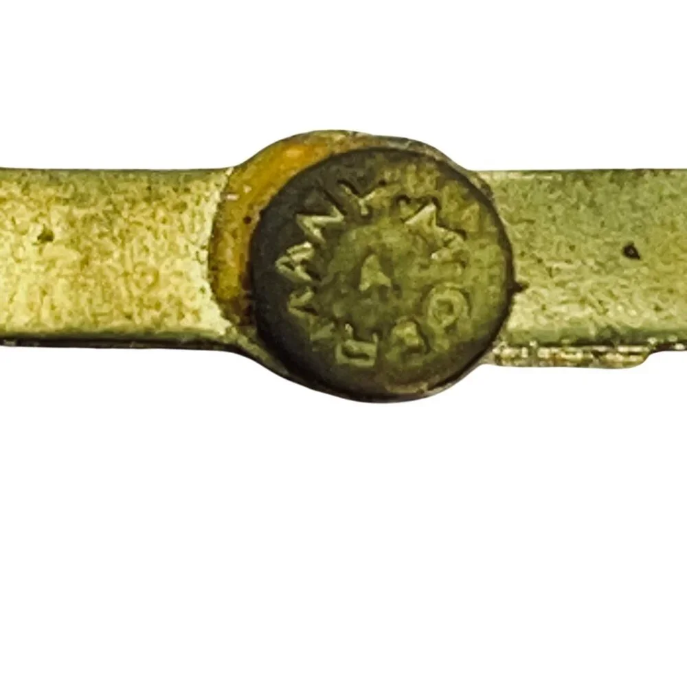 German Silver Tone Porcelain Brooch With Clear Rhinestones & Faux Pearls (5768) - Picture 6 of 6